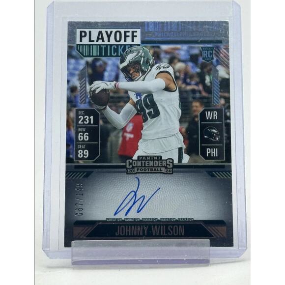 JOHNNY WILSON 2024 CONTENDERS ROOKIE PLAYOFF TICKET VAR RC AUTO /149 - Picture 1 of 2